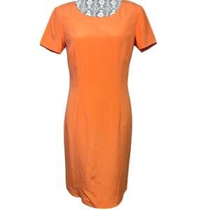 Chadwick's Bundle Orange and Pink Short Sleeve Silk Petite Sheath Dress Size 8P